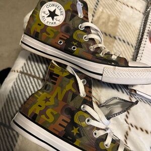 Converse High-Tops with Multicolor Logo Design